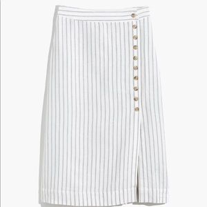 Madewell Midi Side Button Skirt in Pinstripe